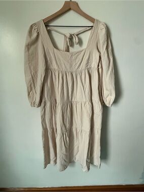 Jacqui E Cream Tiered Midi Dress